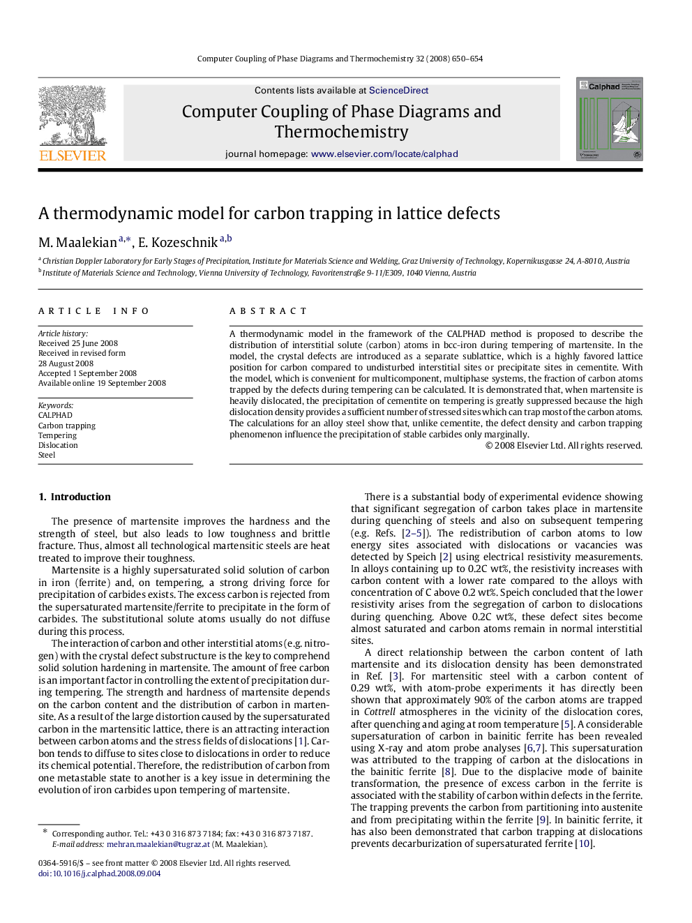 A thermodynamic model for carbon trapping in lattice defects