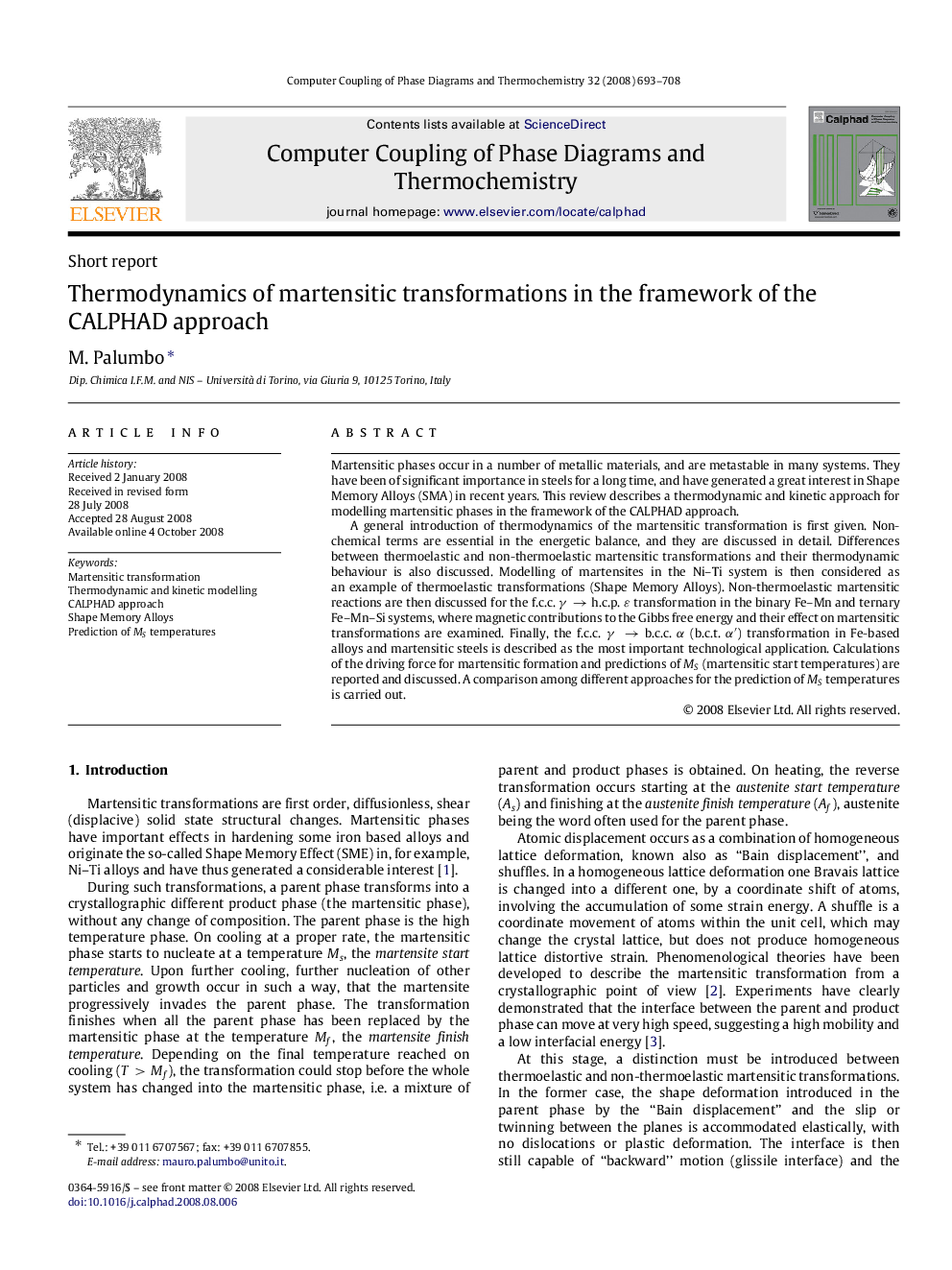 Thermodynamics of martensitic transformations in the framework of the CALPHAD approach