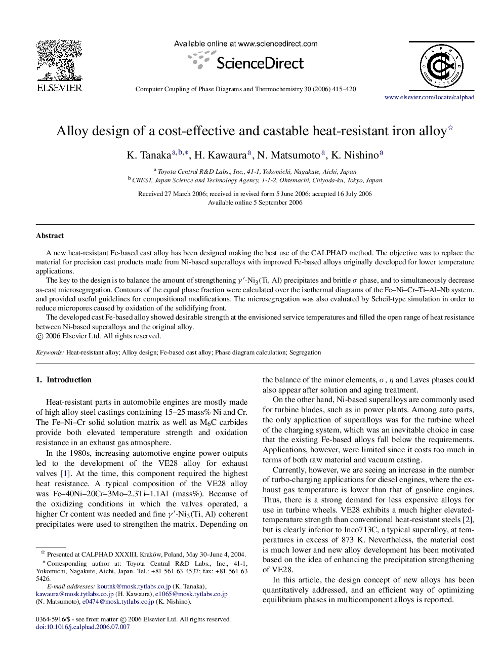 Alloy design of a cost-effective and castable heat-resistant iron alloy 