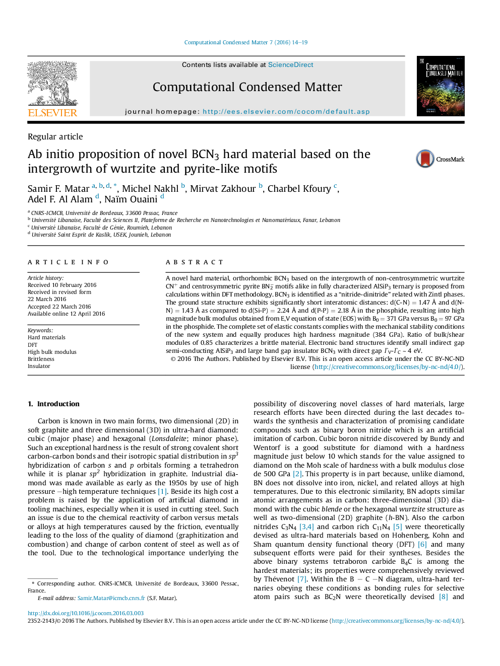 Ab initio proposition of novel BCN3 hard material based on the intergrowth of wurtzite and pyrite-like motifs