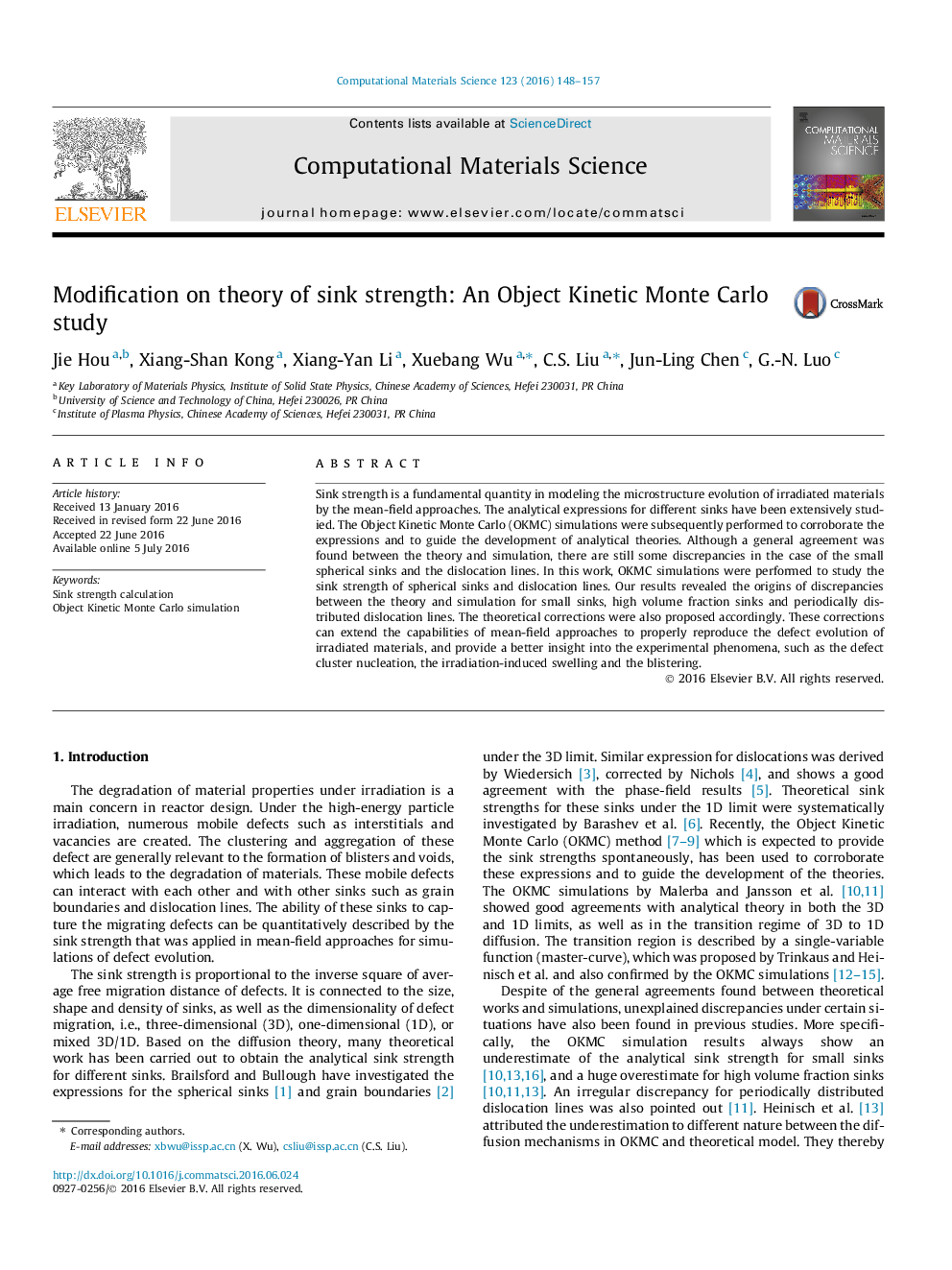 Modification on theory of sink strength: An Object Kinetic Monte Carlo study