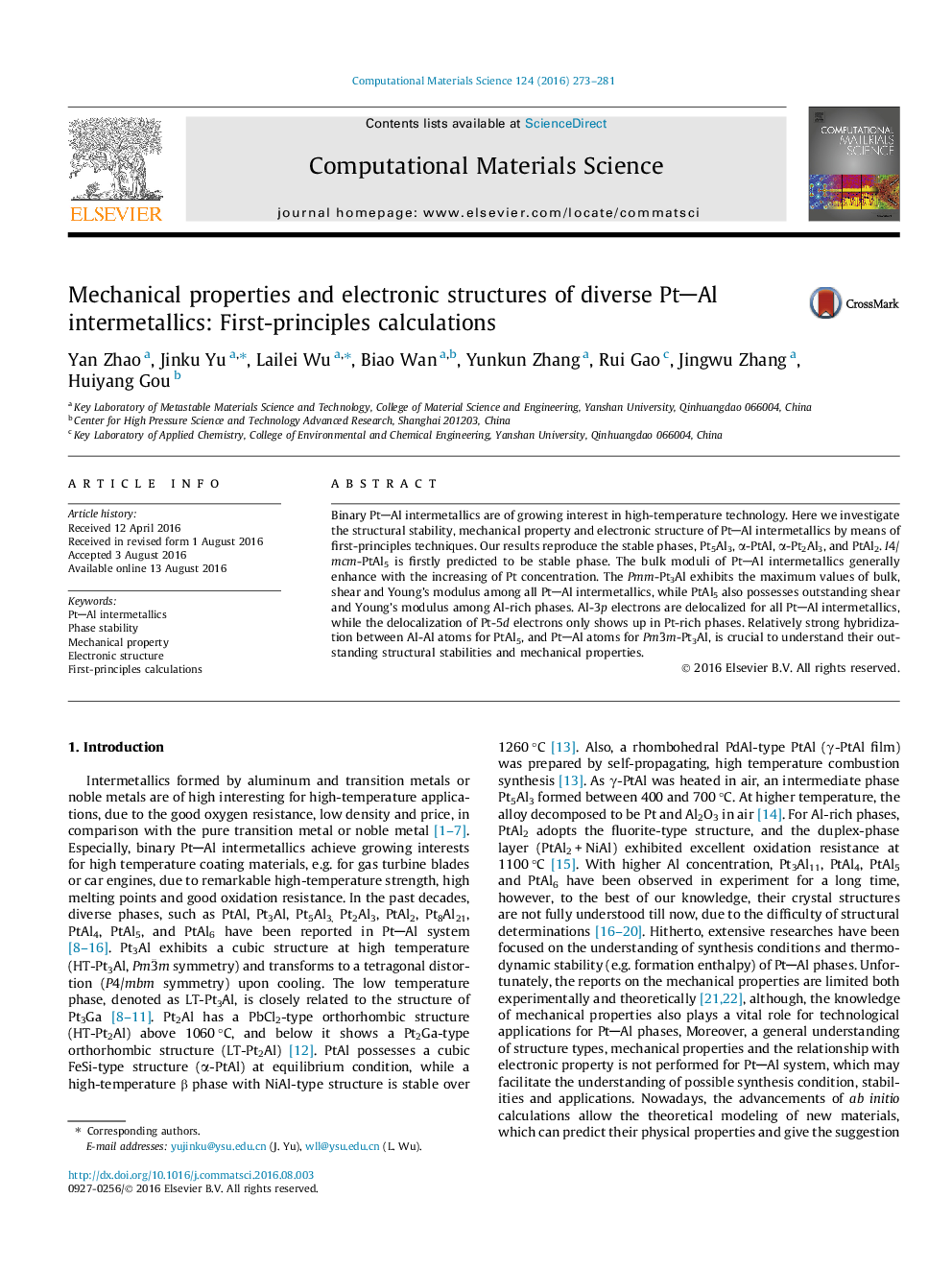 Mechanical properties and electronic structures of diverse PtAl intermetallics: First-principles calculations