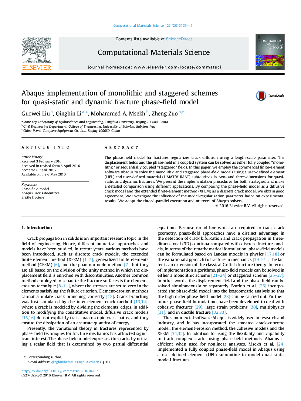 Abaqus implementation of monolithic and staggered schemes for quasi-static and dynamic fracture phase-field model