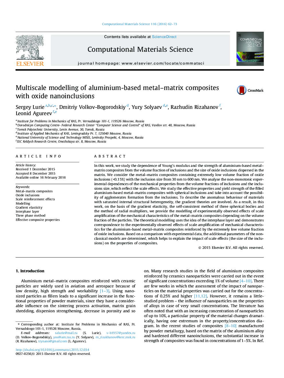 Multiscale modelling of aluminium-based metal-matrix composites with oxide nanoinclusions