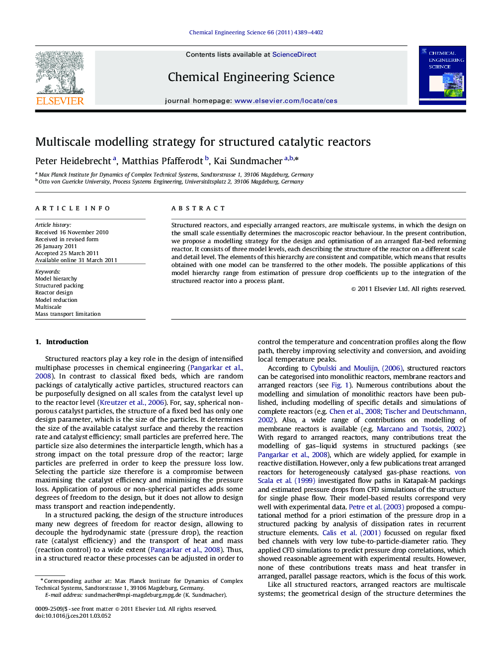 Multiscale modelling strategy for structured catalytic reactors