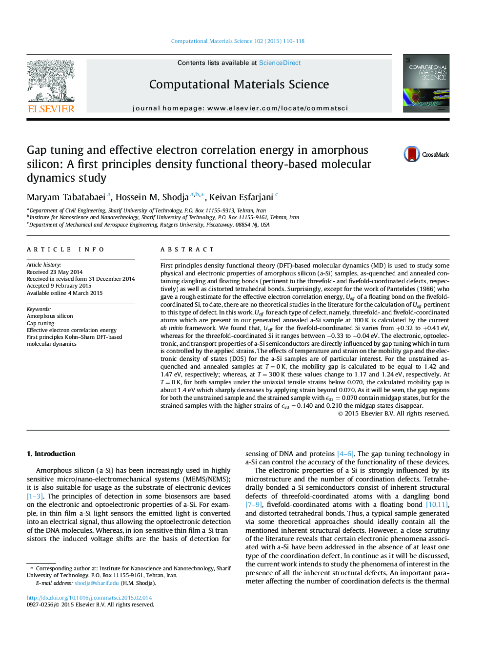 Gap tuning and effective electron correlation energy in amorphous silicon: A first principles density functional theory-based molecular dynamics study