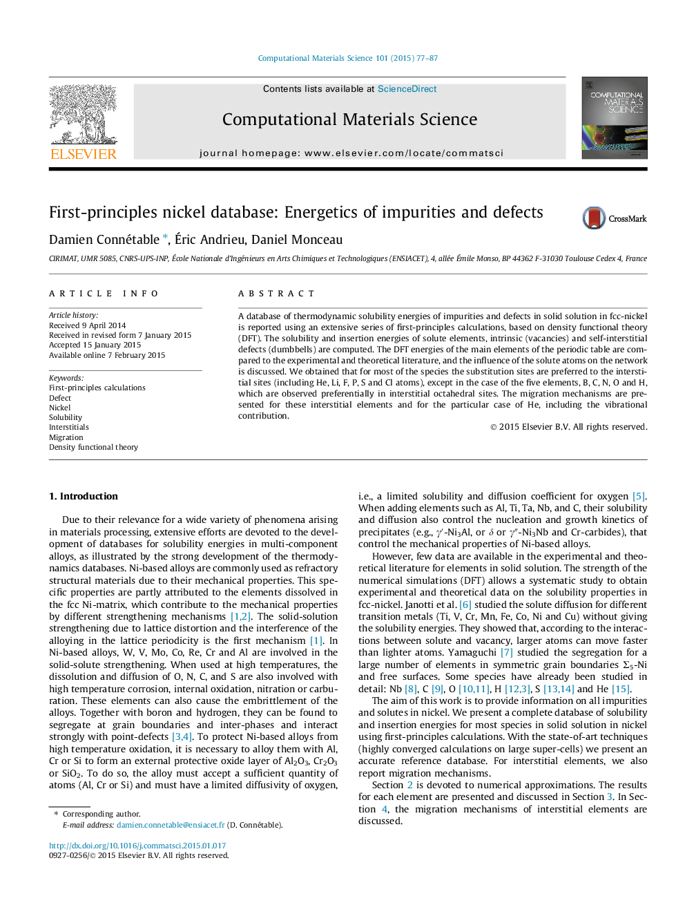 First-principles nickel database: Energetics of impurities and defects