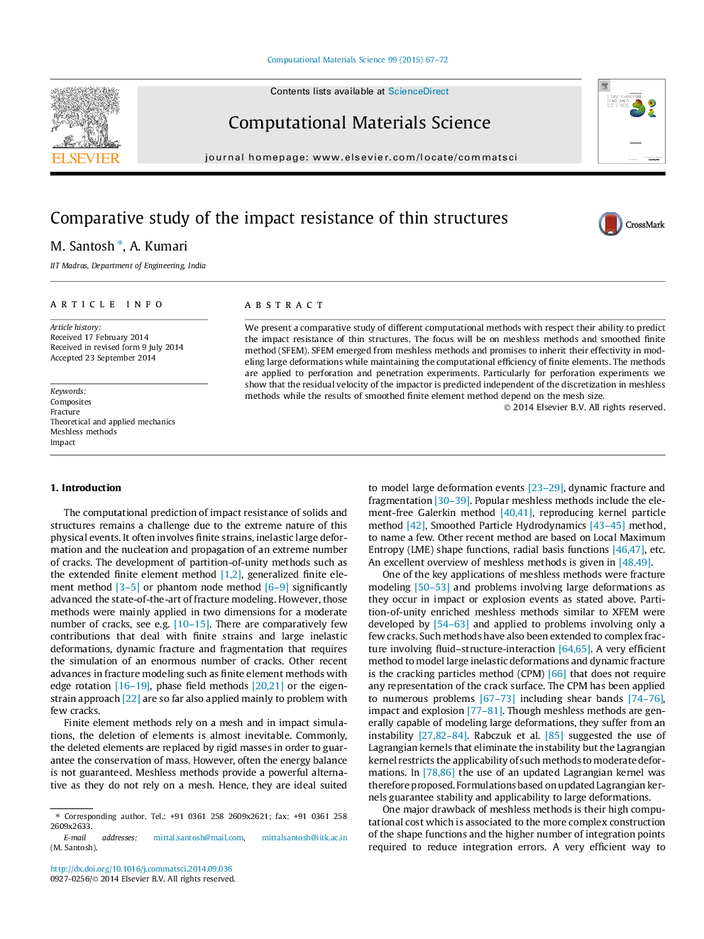 Comparative study of the impact resistance of thin structures