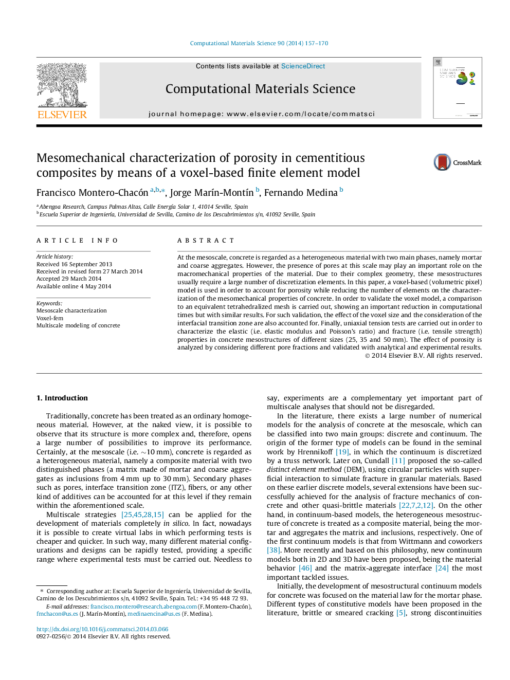 Mesomechanical characterization of porosity in cementitious composites by means of a voxel-based finite element model