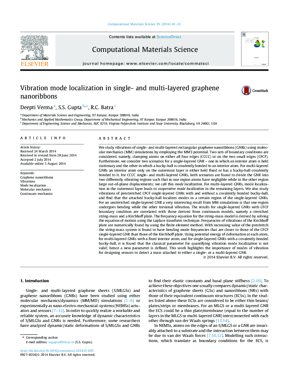 Vibration mode localization in single- and multi-layered graphene nanoribbons