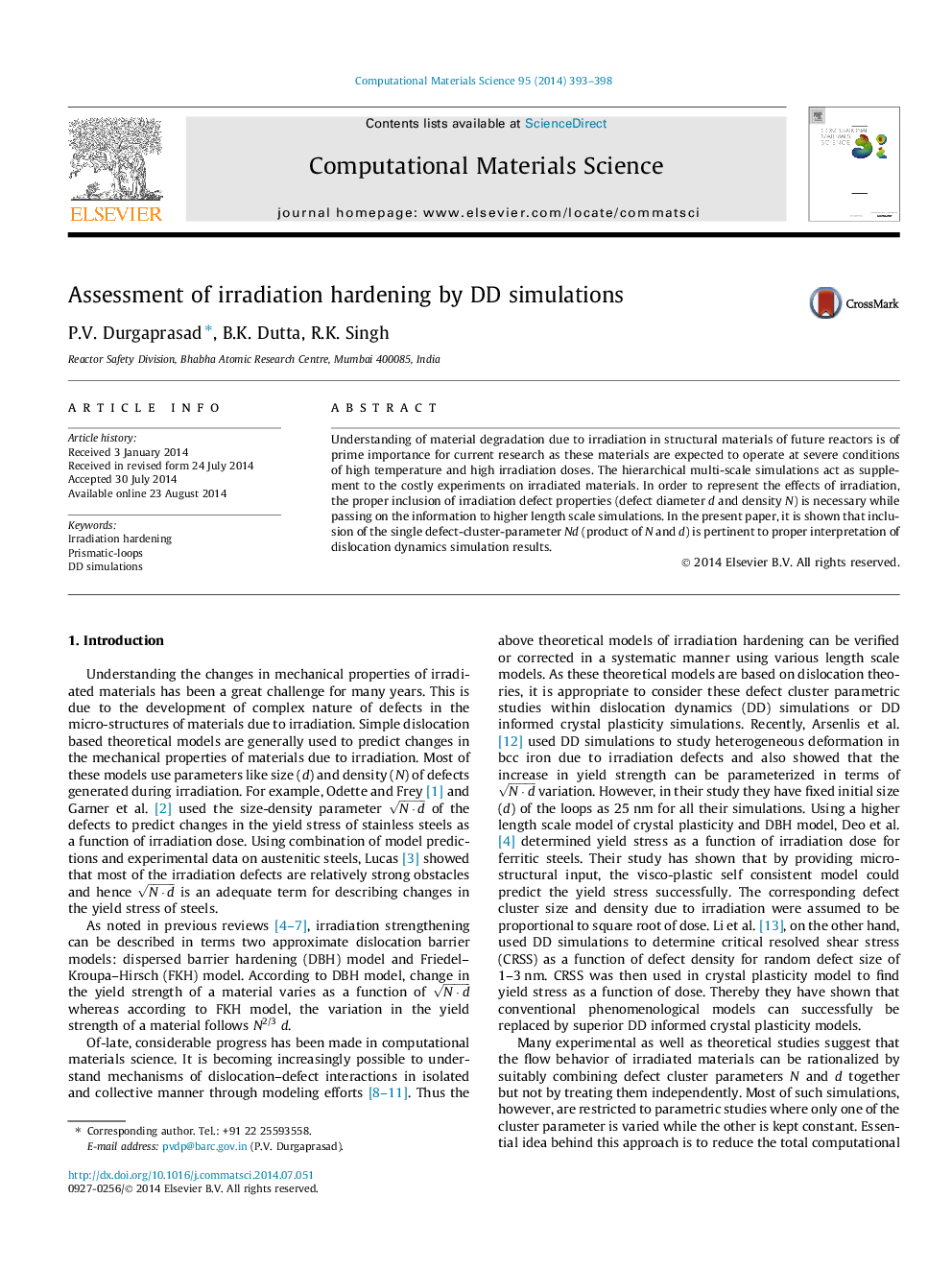 Assessment of irradiation hardening by DD simulations