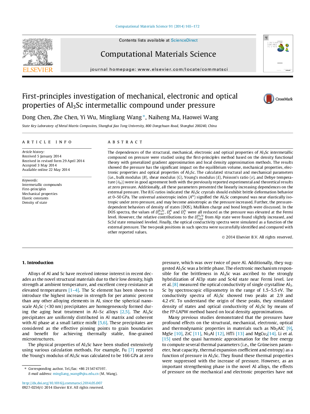 First-principles investigation of mechanical, electronic and optical properties of Al3Sc intermetallic compound under pressure