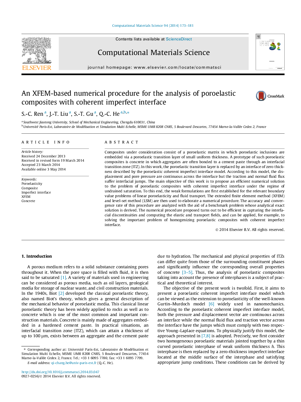 An XFEM-based numerical procedure for the analysis of poroelastic composites with coherent imperfect interface