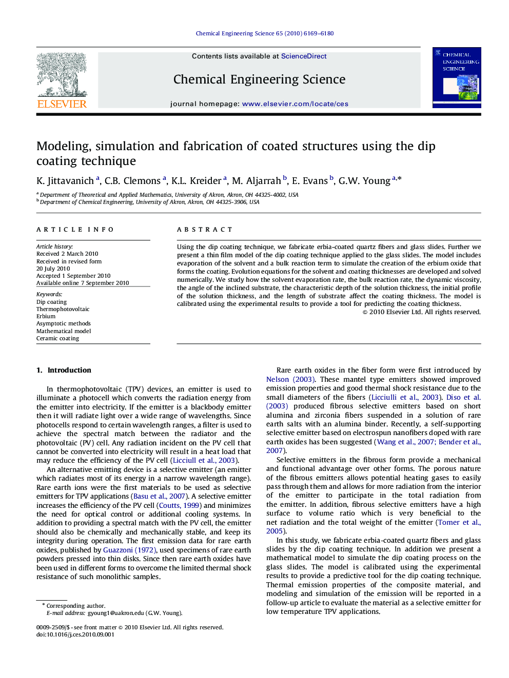 عکس صفحه اول مقاله: Modeling, simulation and fabrication of coated structures using the dip coating technique Modeling, simulation and fabrication of coated structures using the dip coating technique