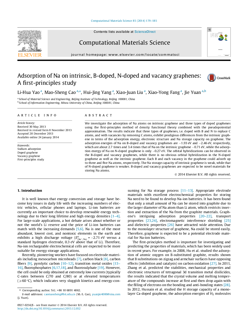 Adsorption of Na on intrinsic, B-doped, N-doped and vacancy graphenes: A first-principles study