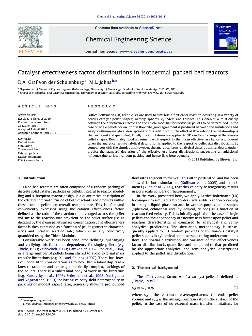 Catalyst effectiveness factor distributions in isothermal packed bed reactors