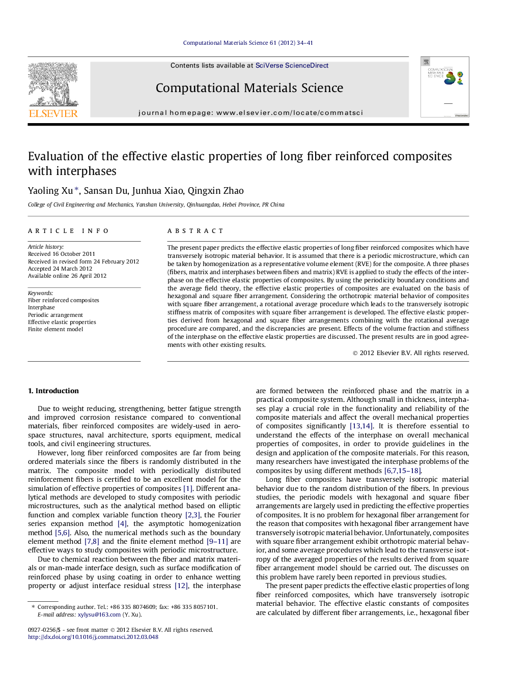 Evaluation of the effective elastic properties of long fiber reinforced composites with interphases