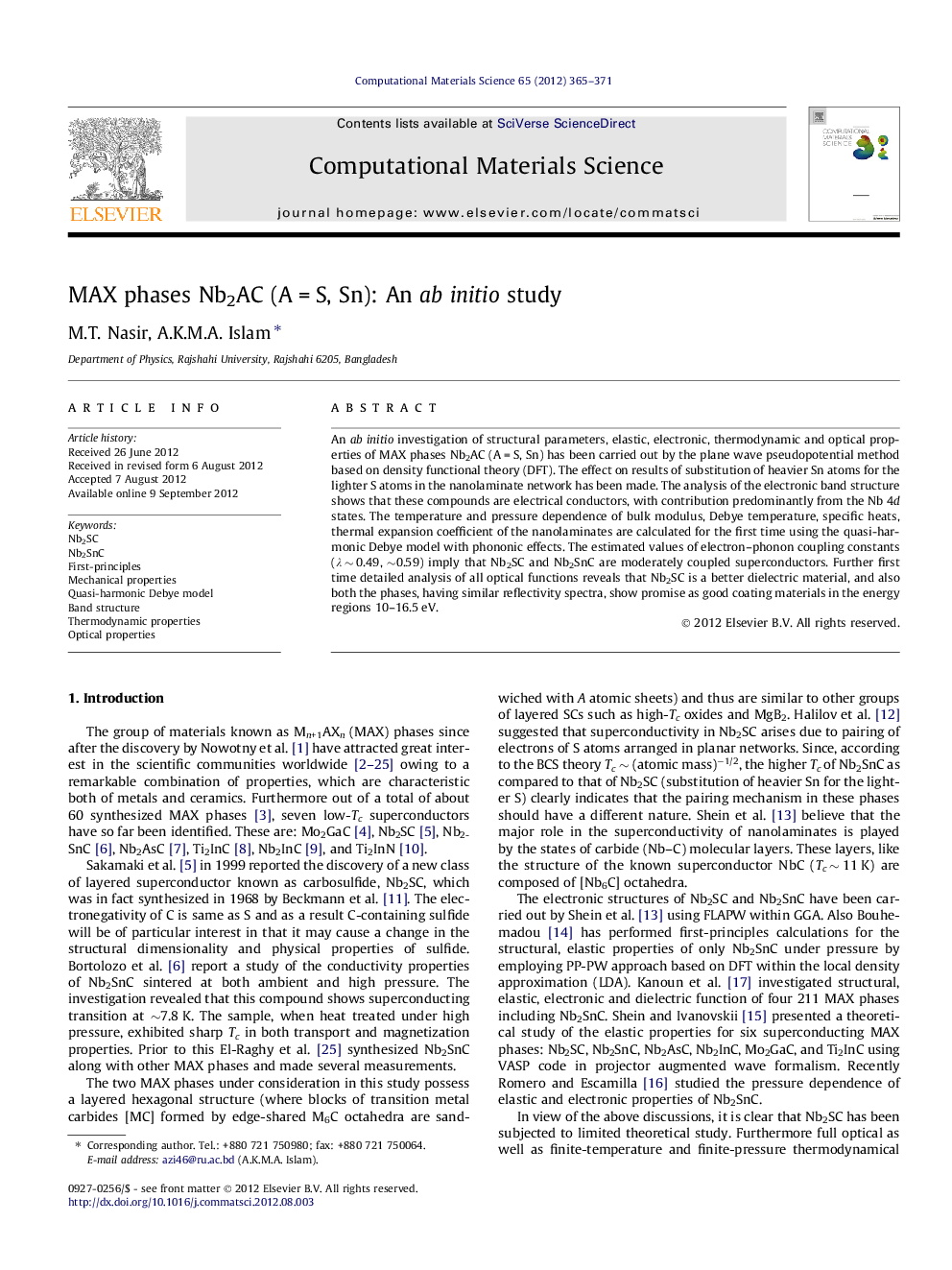 MAX phases Nb2AC (AÂ =Â S, Sn): An ab initio study