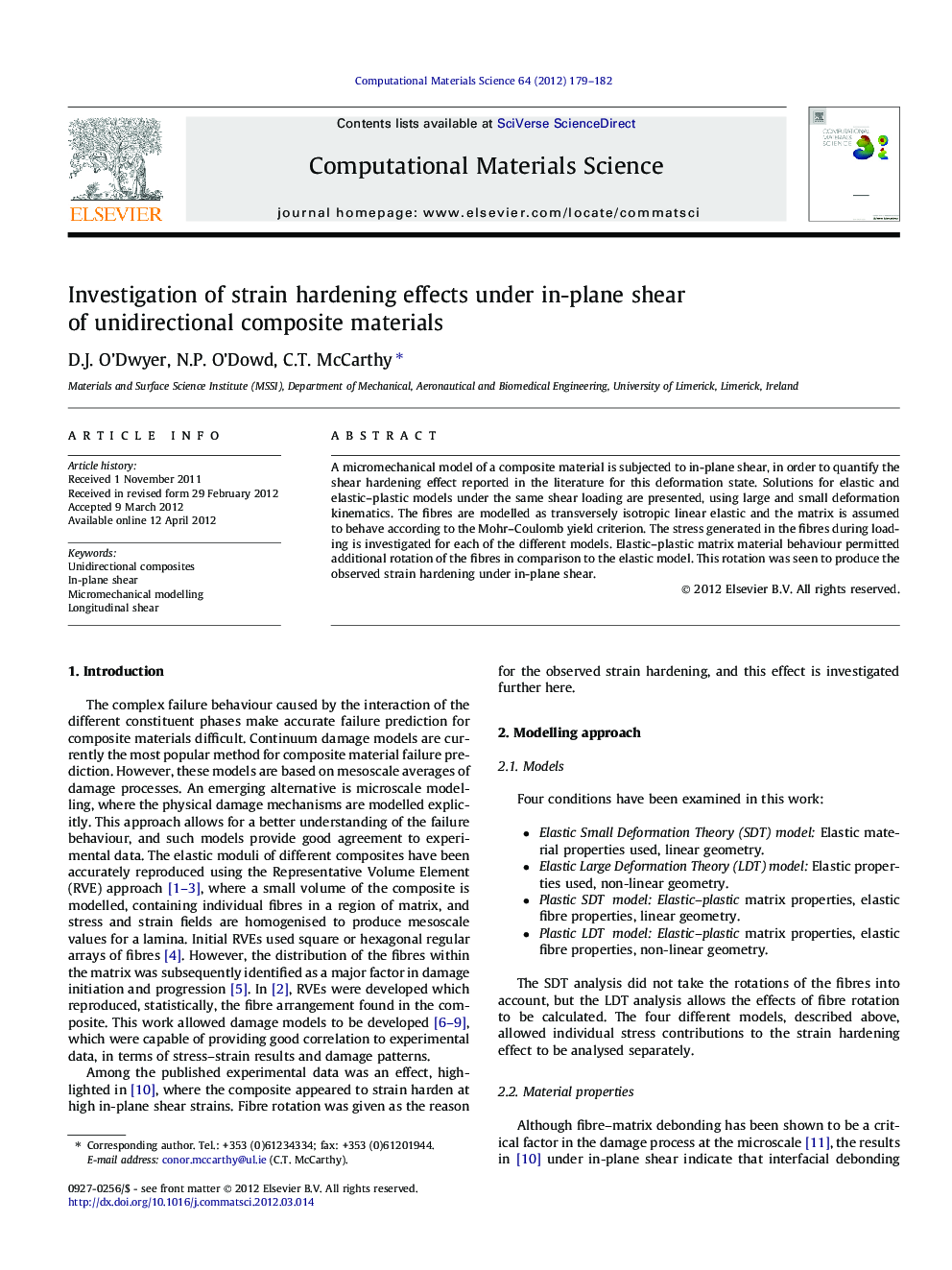 Investigation of strain hardening effects under in-plane shear of unidirectional composite materials