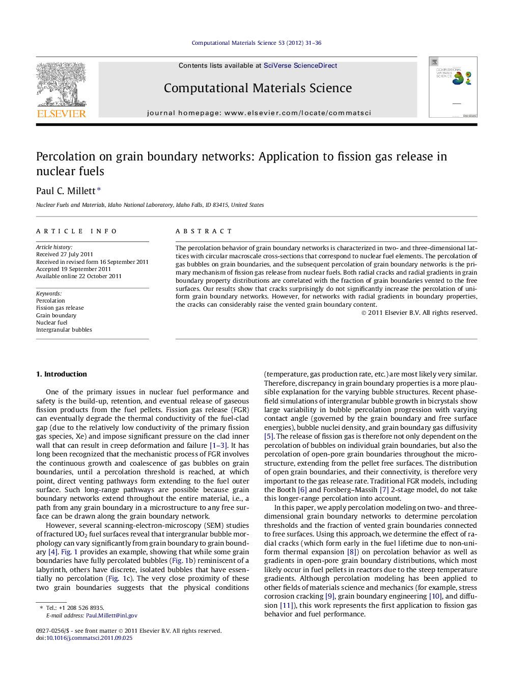 Percolation on grain boundary networks: Application to fission gas release in nuclear fuels