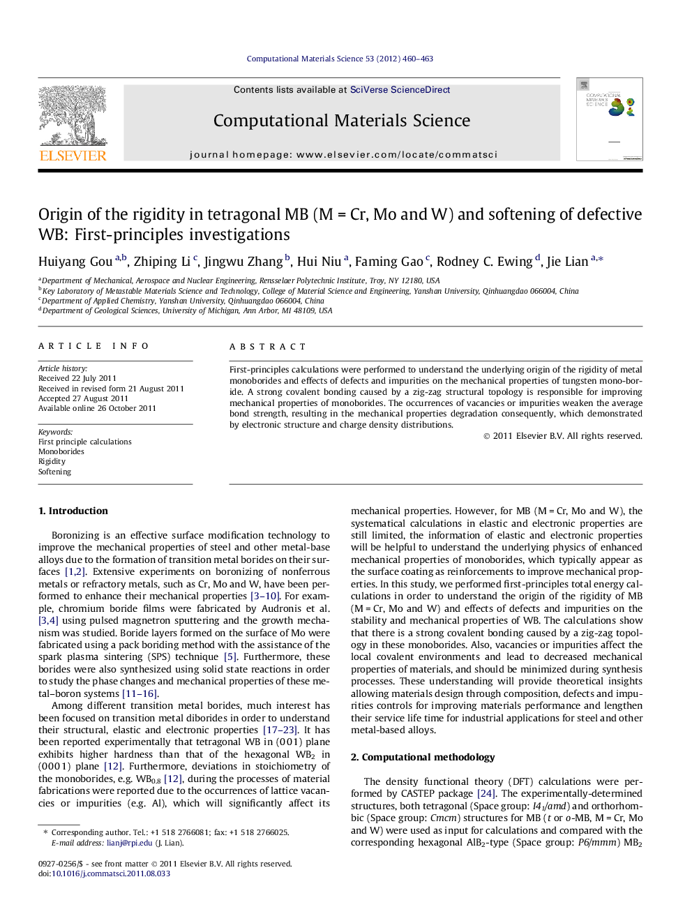 Origin of the rigidity in tetragonal MB (M = Cr, Mo and W) and softening of defective WB: First-principles investigations