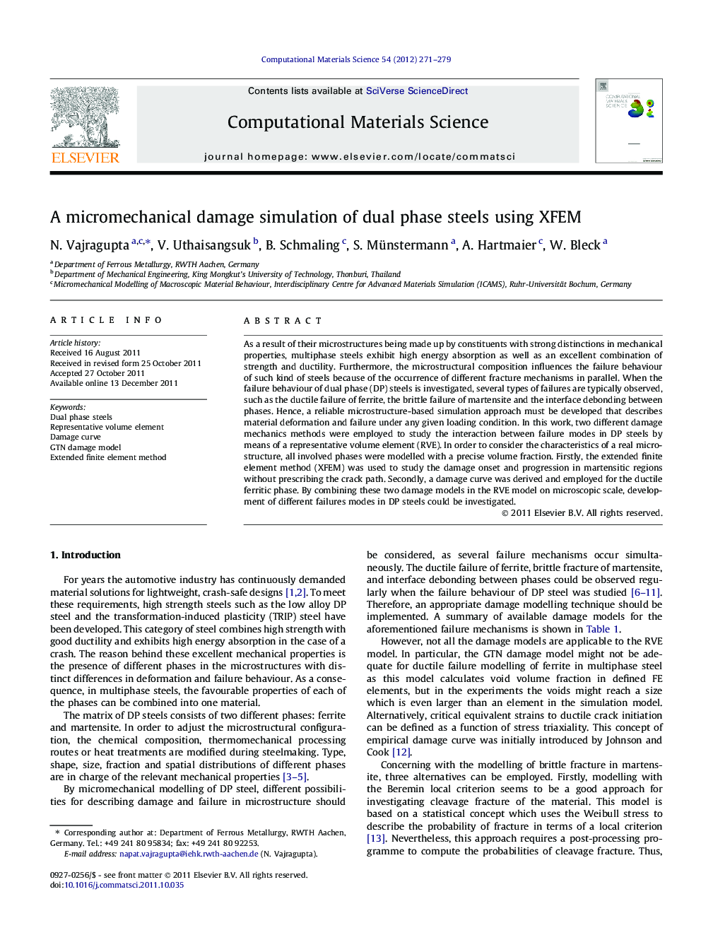 A micromechanical damage simulation of dual phase steels using XFEM