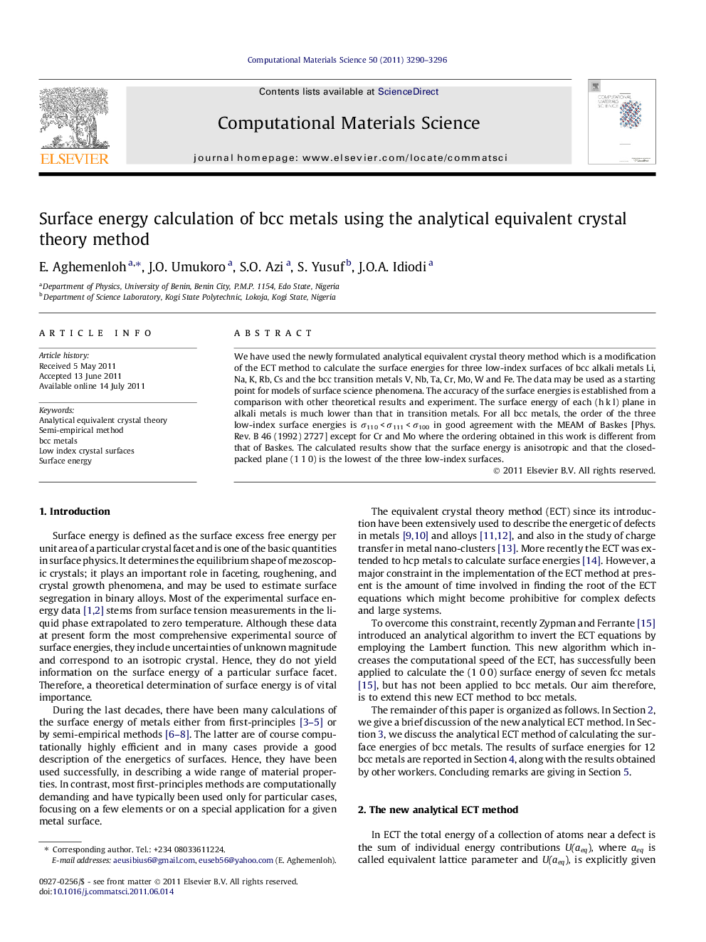 Surface energy calculation of bcc metals using the analytical equivalent crystal theory method