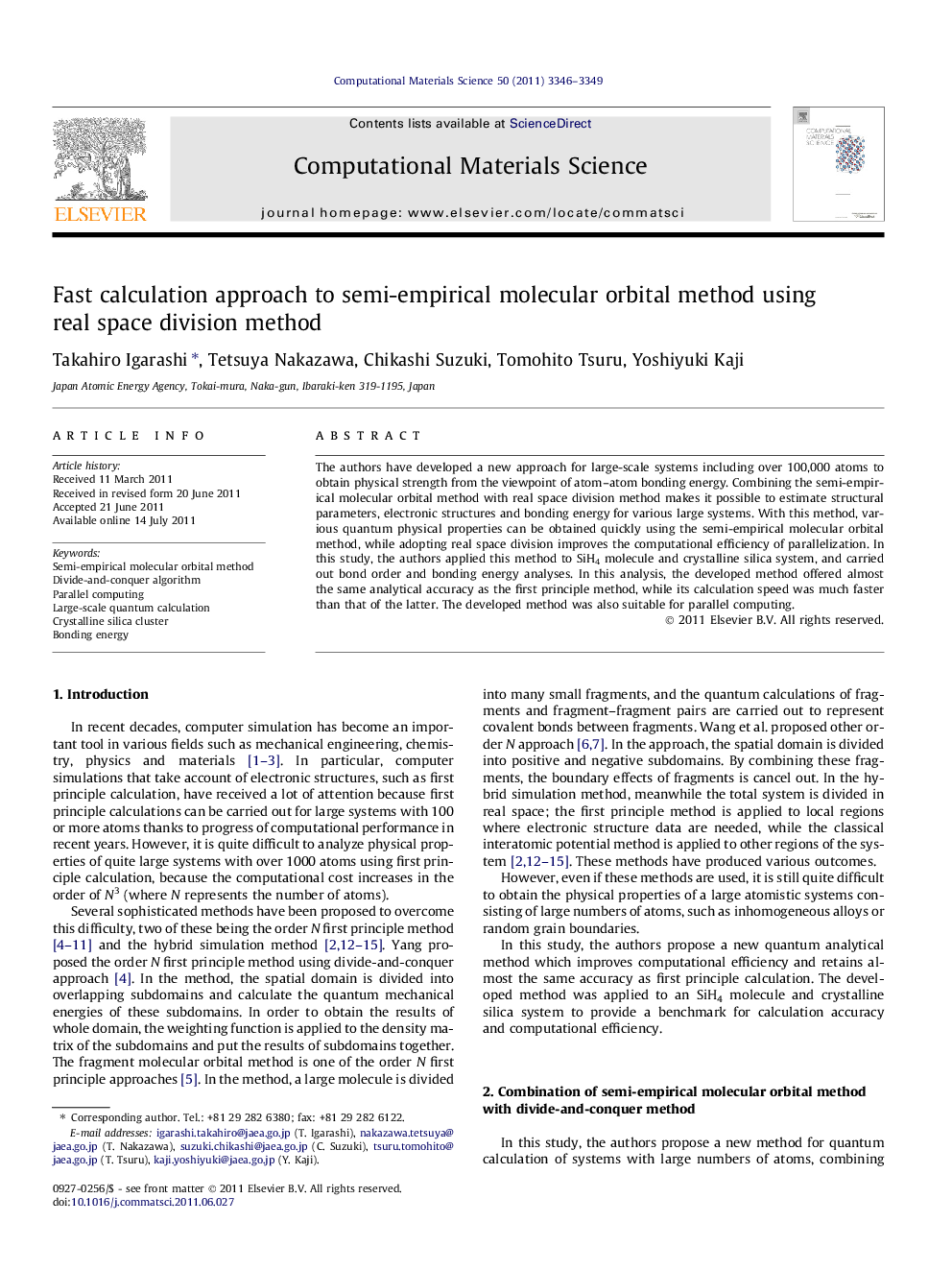 Fast calculation approach to semi-empirical molecular orbital method using real space division method