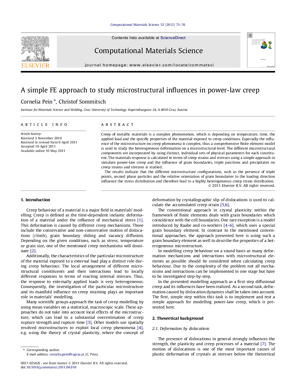 A simple FE approach to study microstructural influences in power-law creep