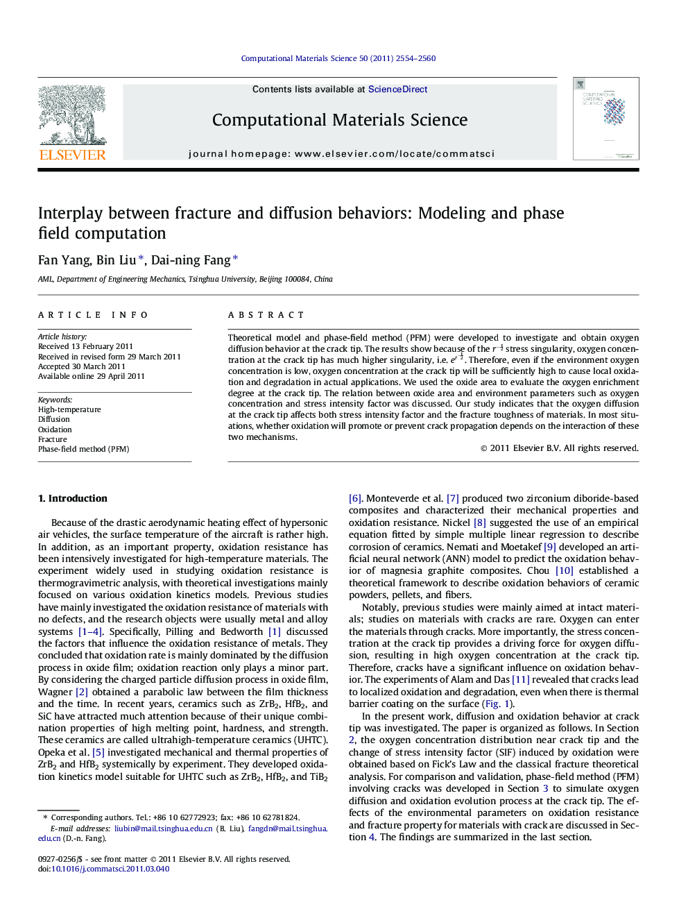 Interplay between fracture and diffusion behaviors: Modeling and phase field computation