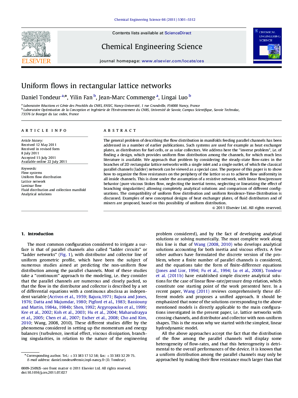 Uniform flows in rectangular lattice networks