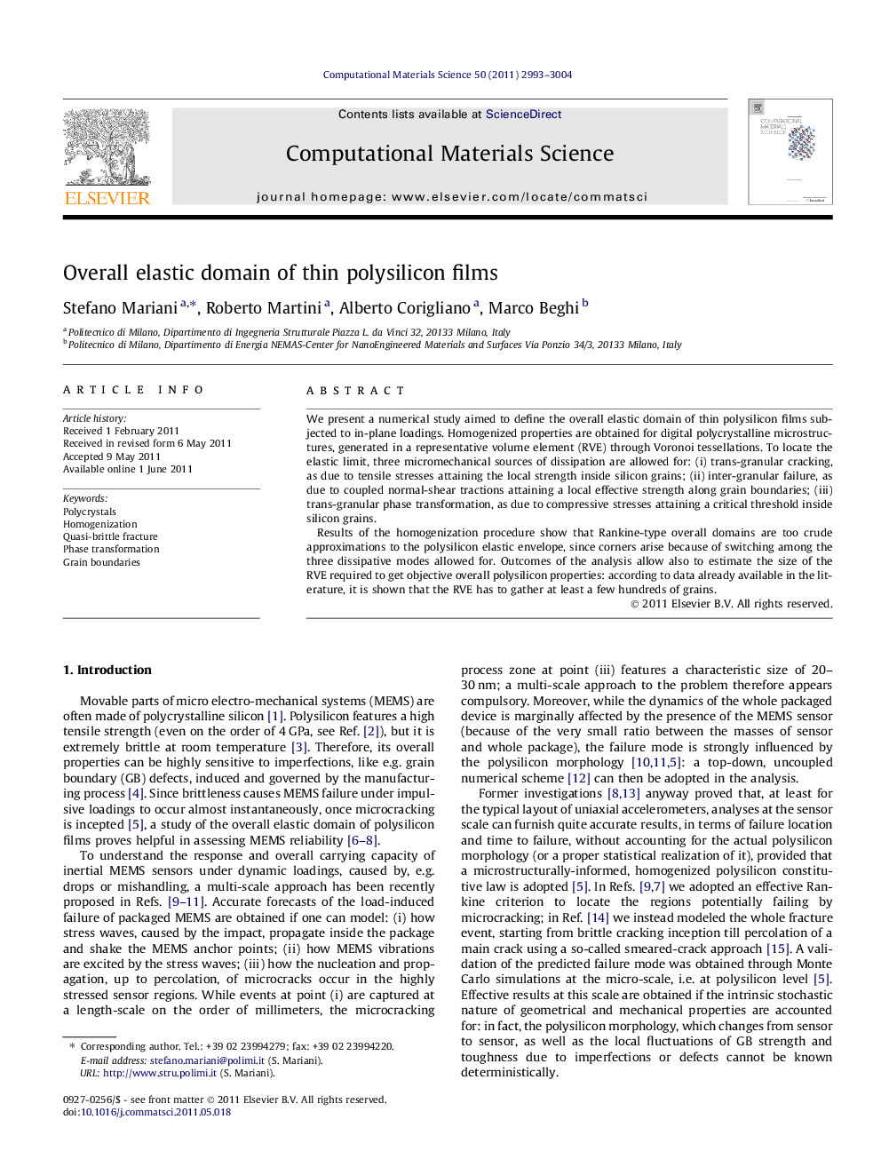 Overall elastic domain of thin polysilicon films