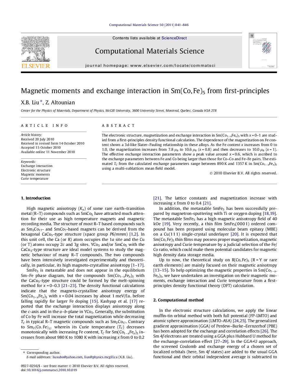 Magnetic moments and exchange interaction in Sm(Co, Fe)5 from first-principles