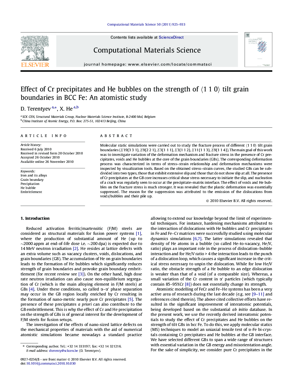 Effect of Cr precipitates and He bubbles on the strength of 〈1 1 0〉 tilt grain boundaries in BCC Fe: An atomistic study