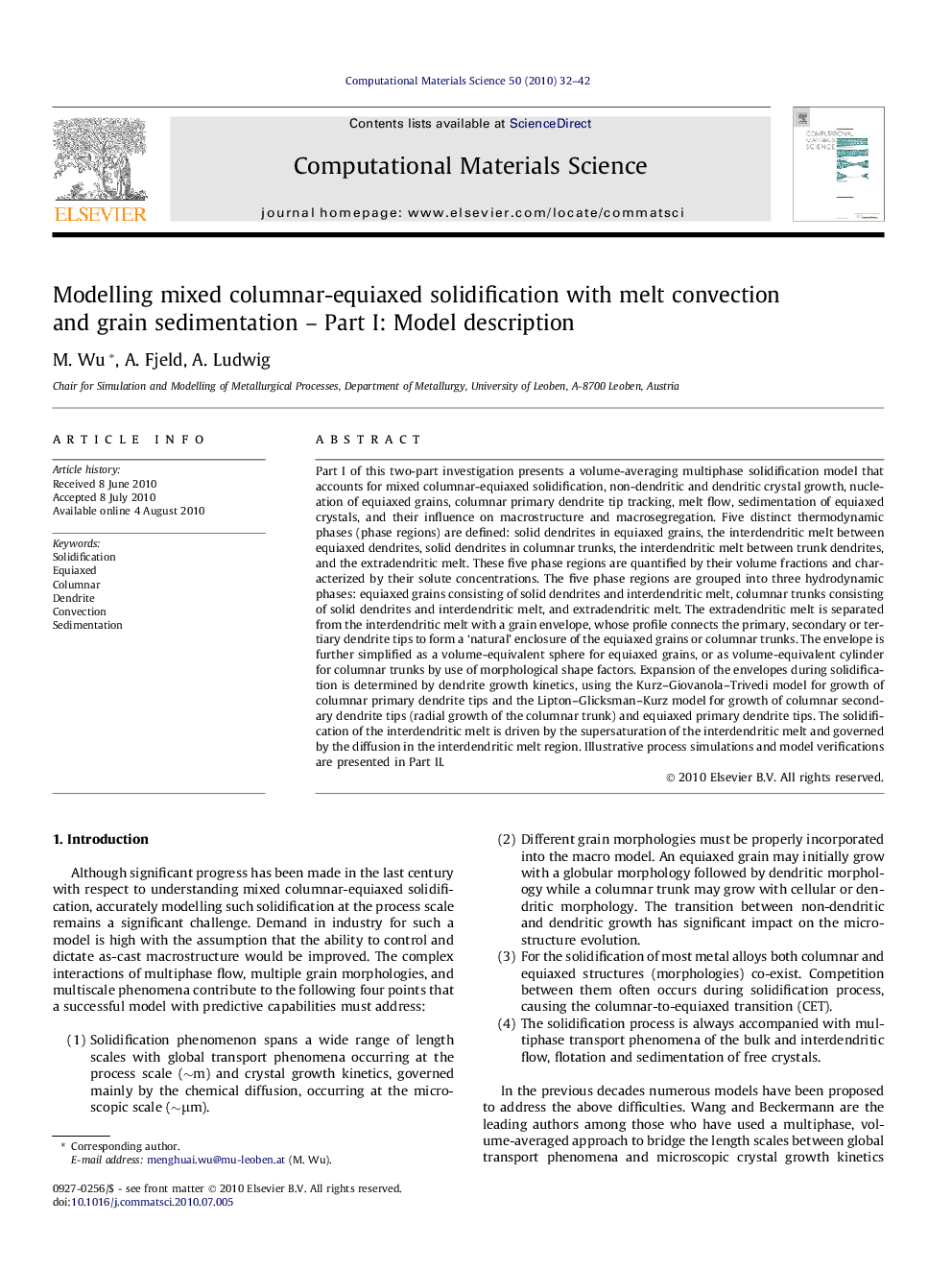 Modelling mixed columnar-equiaxed solidification with melt convection and grain sedimentation – Part I: Model description