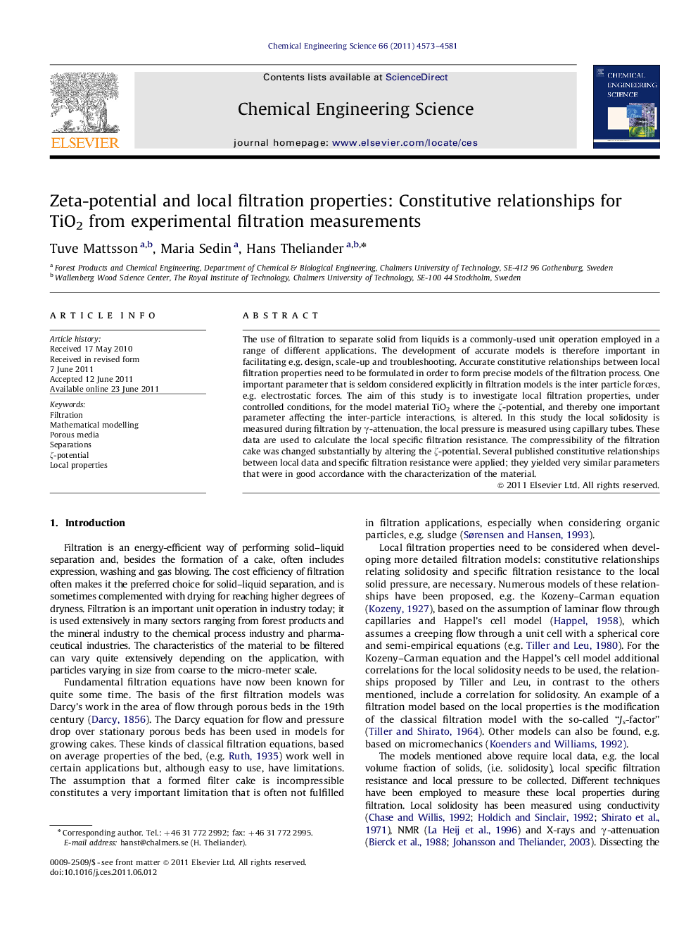 Zeta-potential and local filtration properties: Constitutive relationships for TiO2 from experimental filtration measurements