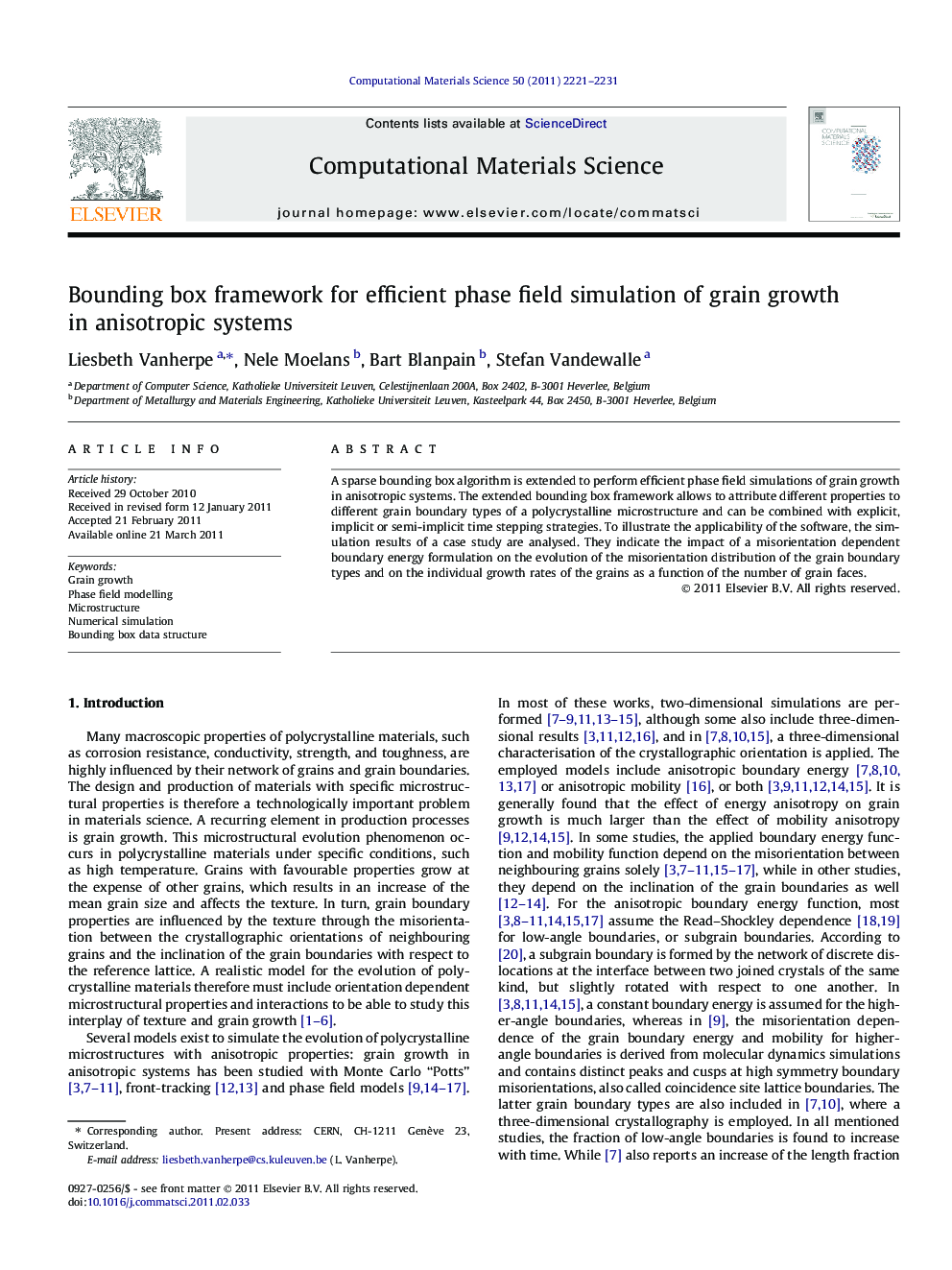 Bounding box framework for efficient phase field simulation of grain growth in anisotropic systems