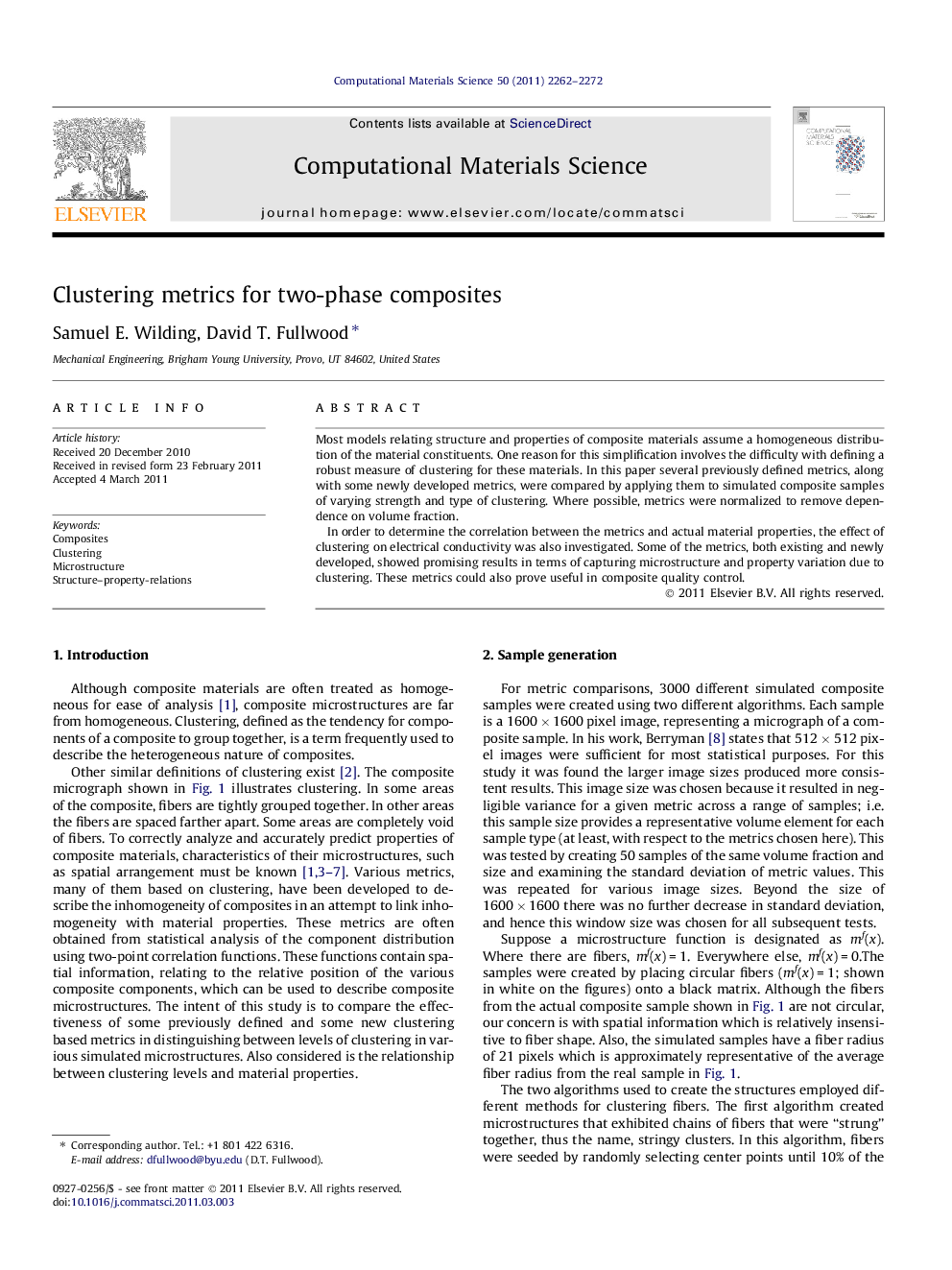 Clustering metrics for two-phase composites