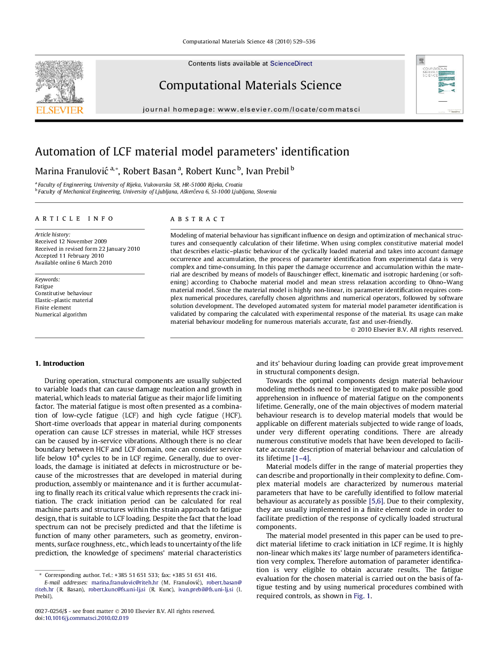 Automation of LCF material model parameters’ identification