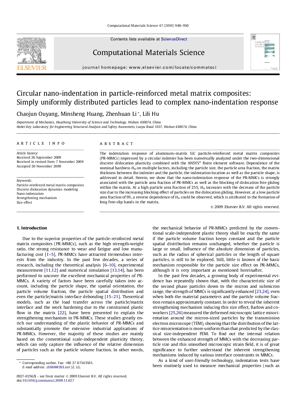 Circular nano-indentation in particle-reinforced metal matrix composites: Simply uniformly distributed particles lead to complex nano-indentation response