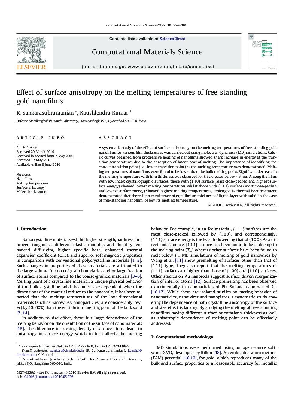 Effect of surface anisotropy on the melting temperatures of free-standing gold nanofilms