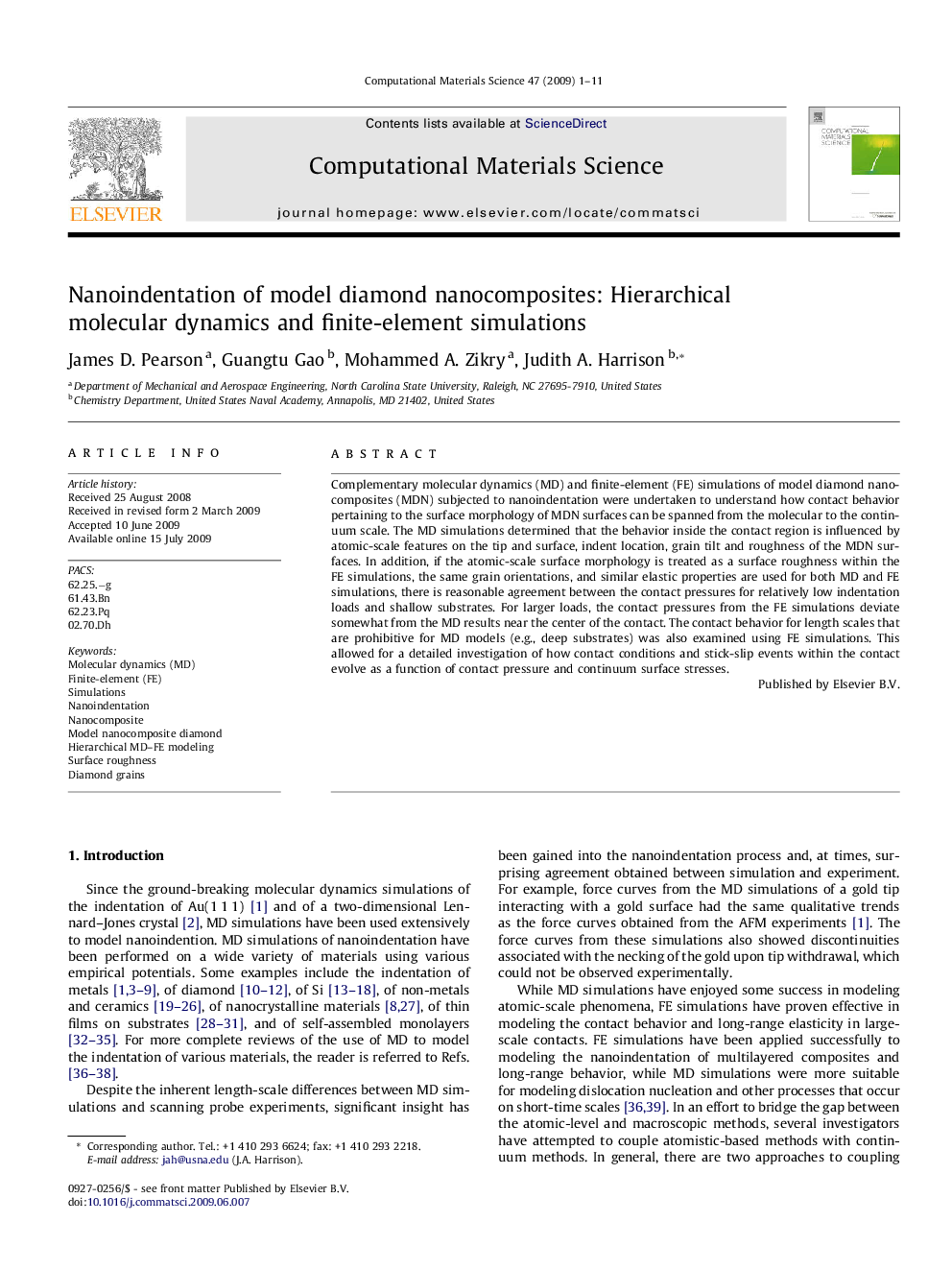 Nanoindentation of model diamond nanocomposites: Hierarchical molecular dynamics and finite-element simulations