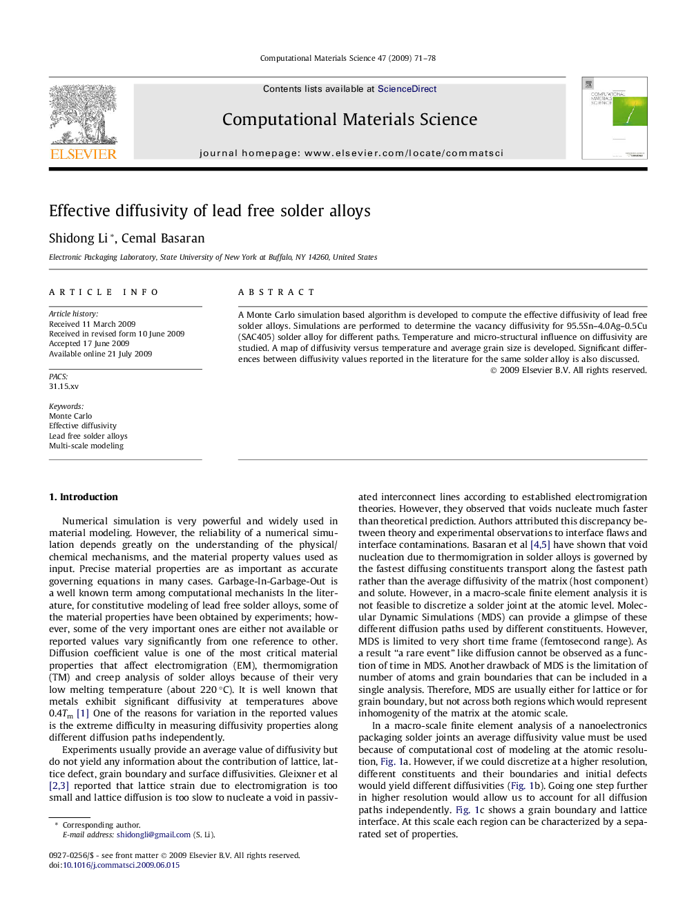 Effective diffusivity of lead free solder alloys