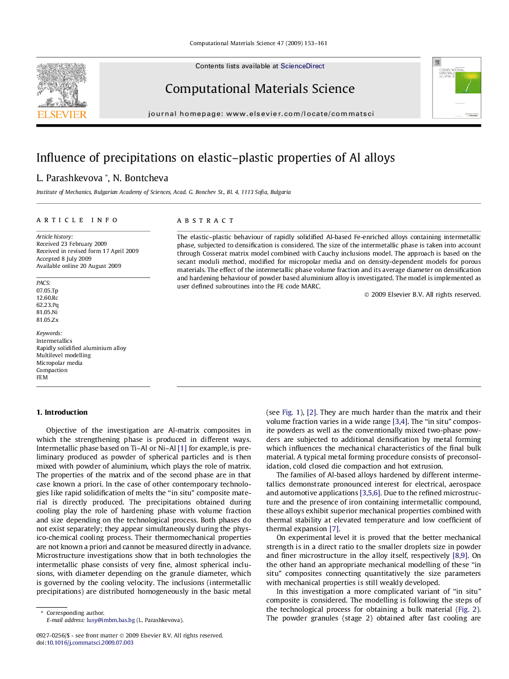 Influence of precipitations on elastic–plastic properties of Al alloys