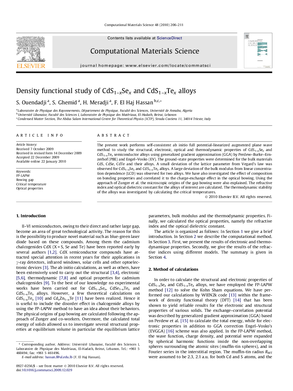 عکس صفحه اول مقاله: Density functional study of CdS1–xSex and CdS1–xTex alloys Density functional study of CdS1–xSex and CdS1–xTex alloys