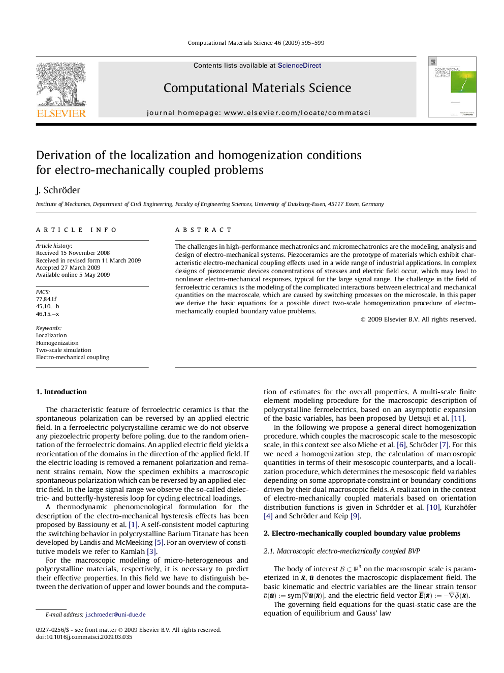 Derivation of the localization and homogenization conditions for electro-mechanically coupled problems