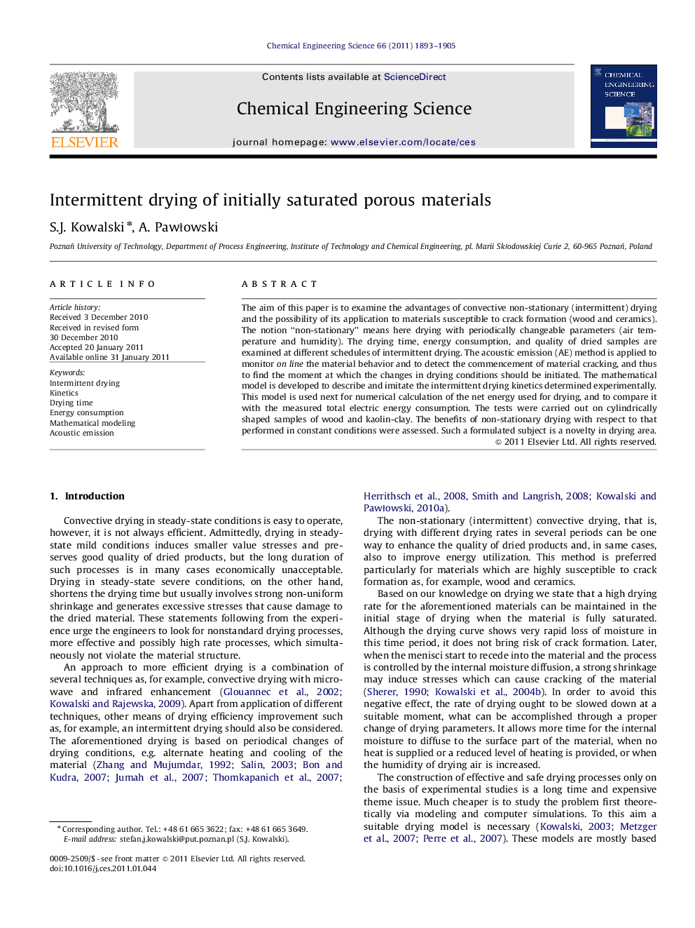 Intermittent drying of initially saturated porous materials