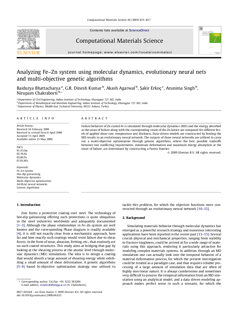 Analyzing Fe–Zn system using molecular dynamics, evolutionary neural nets and multi-objective genetic algorithms