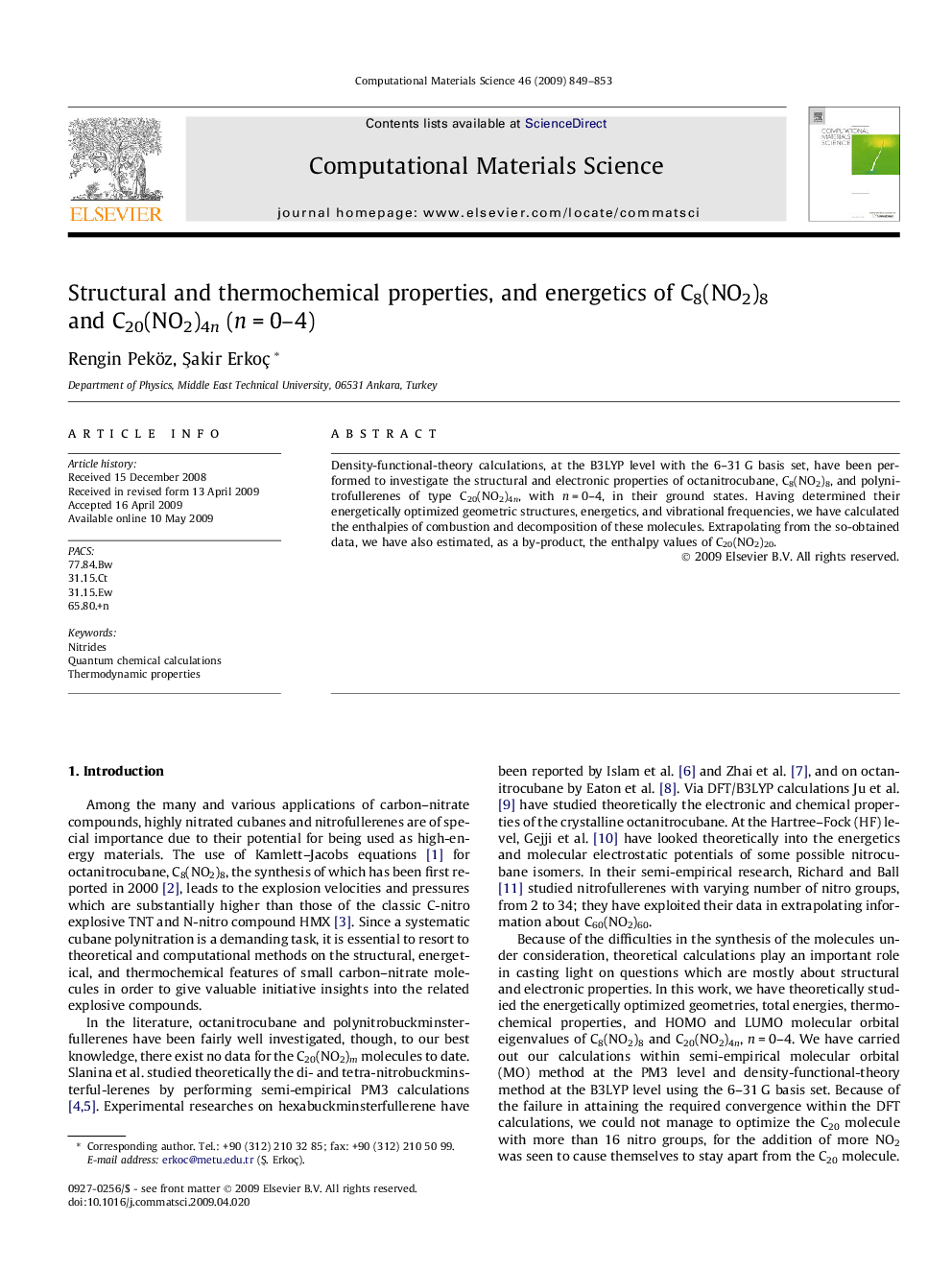 Structural and thermochemical properties, and energetics of C8(NO2)8 and C20(NO2)4n (n = 0–4)