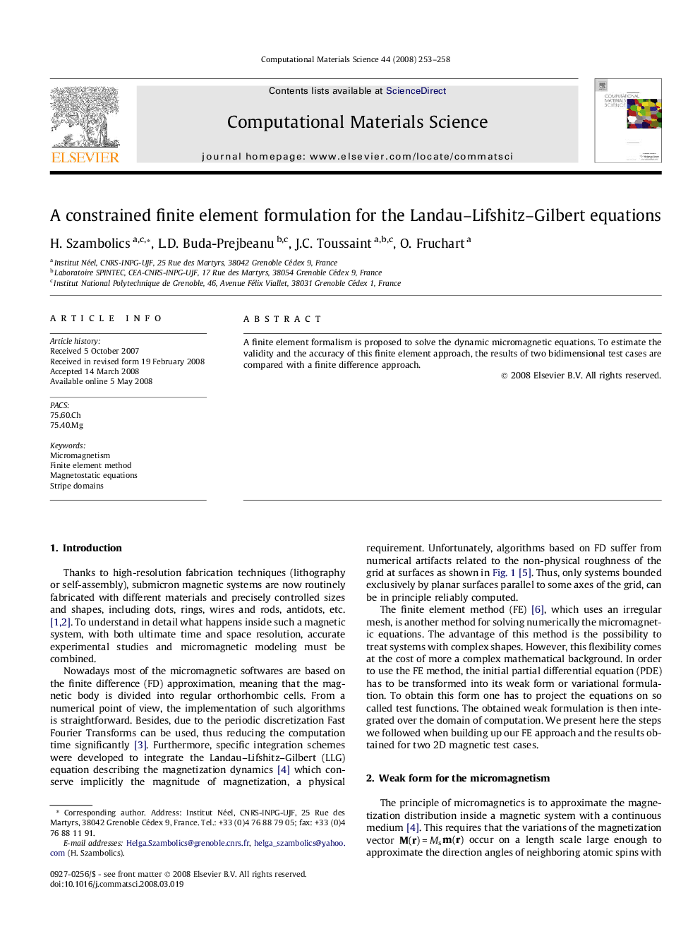 A constrained finite element formulation for the Landau–Lifshitz–Gilbert equations